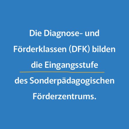 Die Diagnose- und Förderklassen (DFK) bilden die Eingangsstufe des Sonderpädagogischen Förderzentrums.
