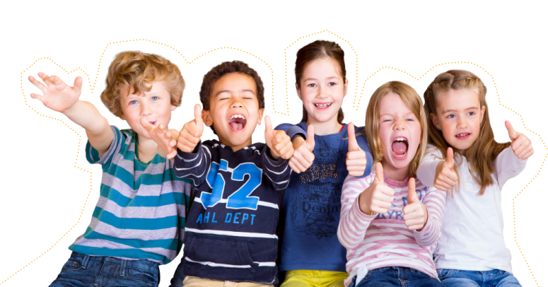 Mehrere Kinder mit Daumen hoch